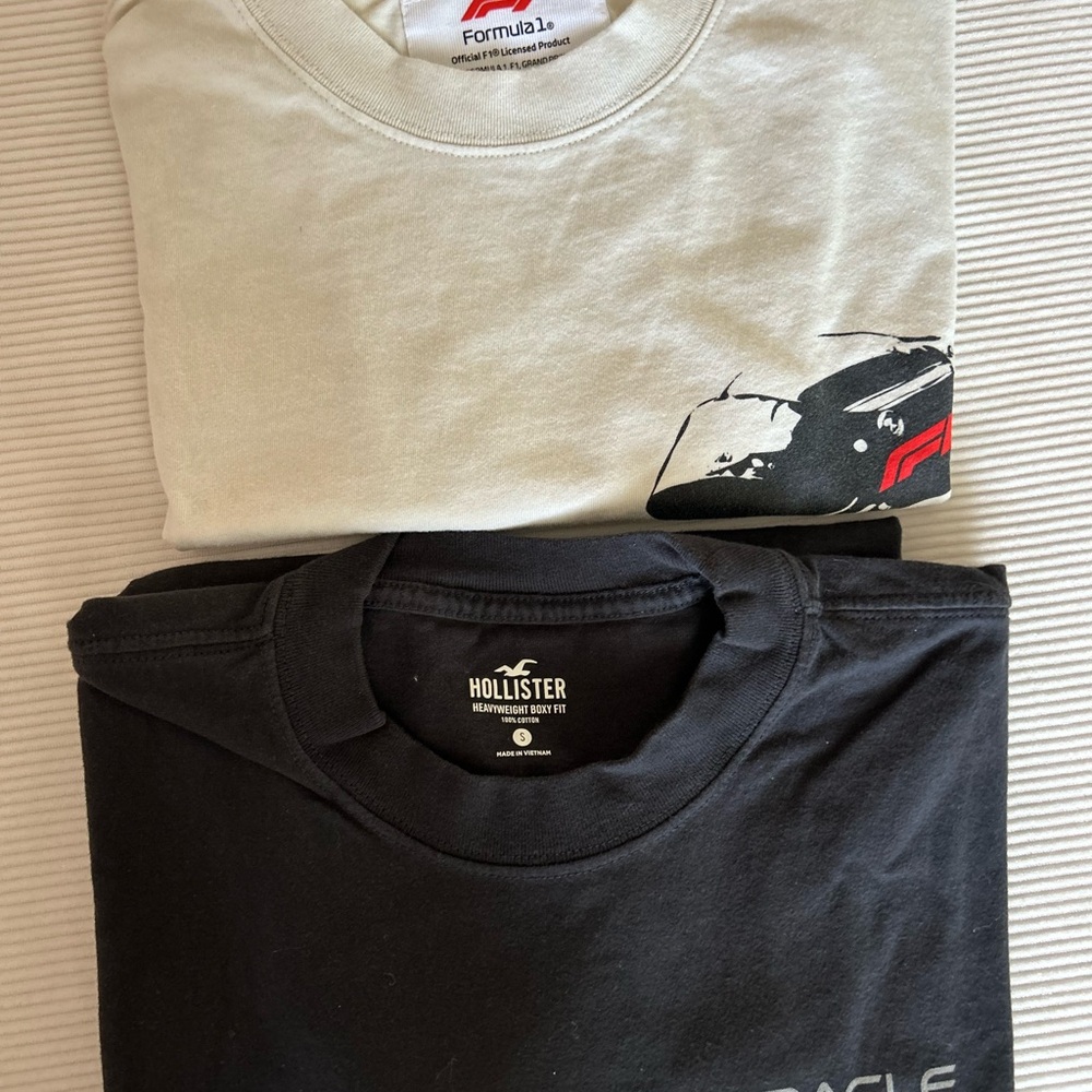 Formula 1 Hollister Black and Cream Men's Tees